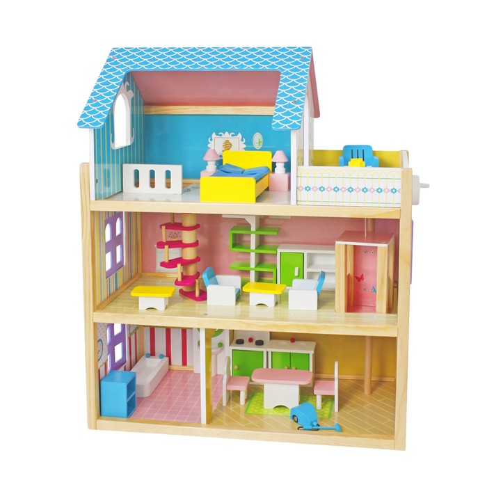 Домик для кукол "Уютный коттедж", с аксессуарами 26 шт.