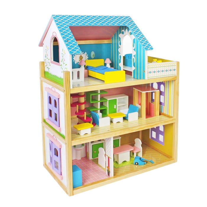 Домик для кукол "Уютный коттедж", с аксессуарами 26 шт.