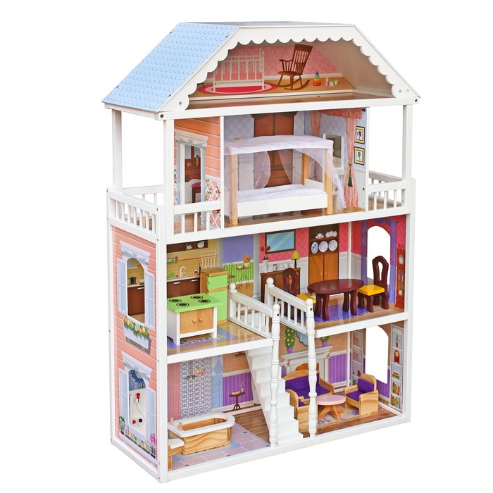 Домик для кукол "Три этажа с мансардой" с аксессуарами
