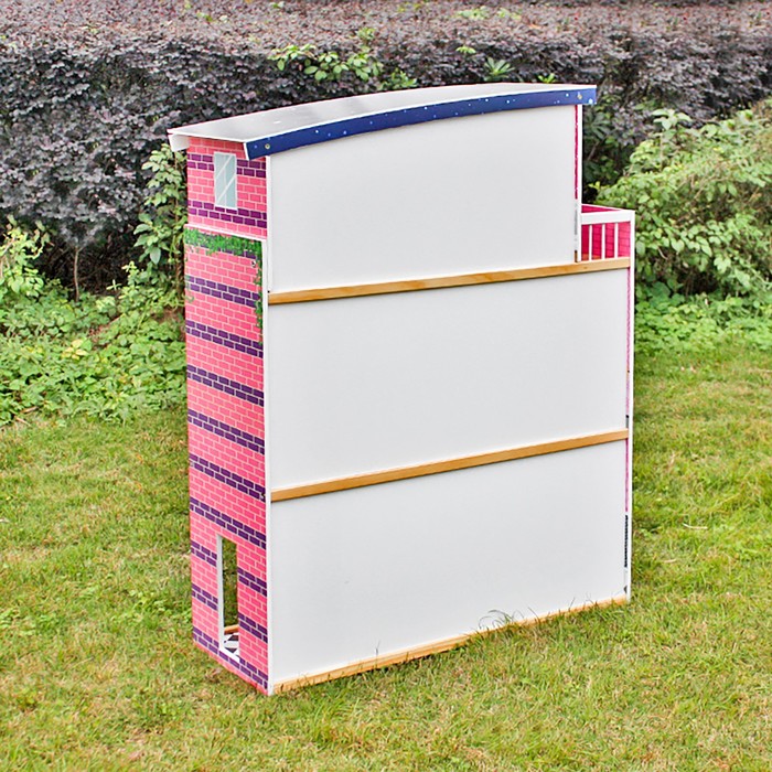 Домик для кукол "Трёхэтажный", розовый, с аксессуарами 18 шт.