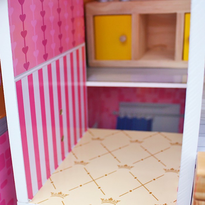 Домик для кукол "Трёхэтажный", розовый, с аксессуарами 18 шт.