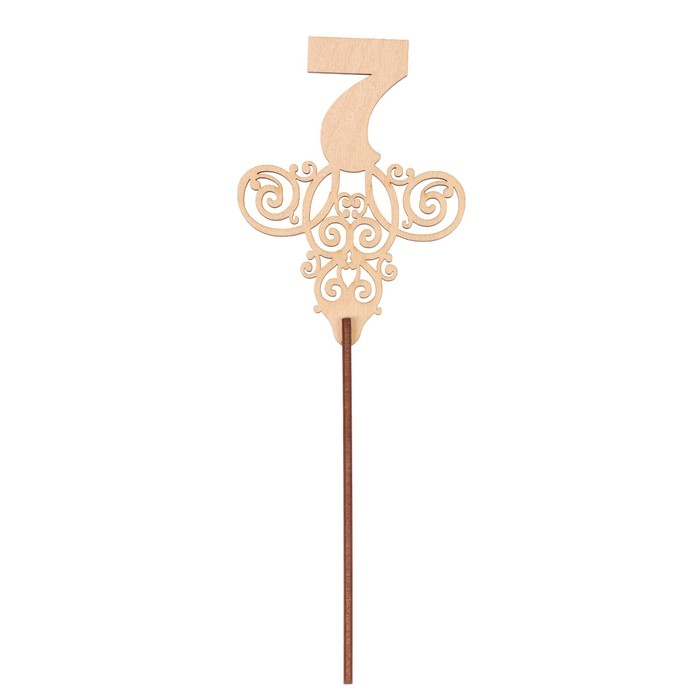 Топпер "7"  из фанеры, 11х8,3 см, без покраски (ТПР-323)