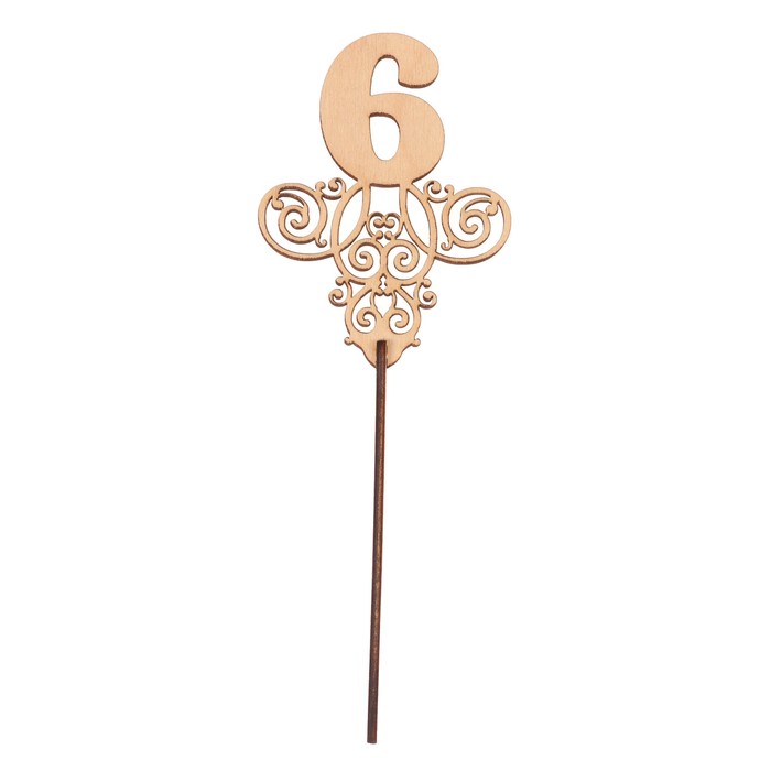 Топпер "6"  из фанеры,11х8,3 см, без покраски (ТПР-322)