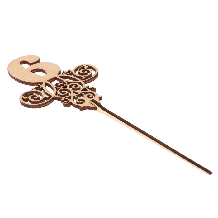 Топпер "6" из фанеры,11х8,3 см, без покраски (ТПР-322)