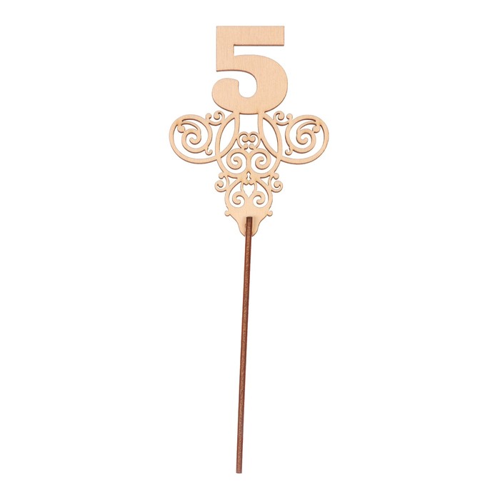 Топпер "5"  из фанеры, 11х8,3 см, без покраски (ТПР-321)