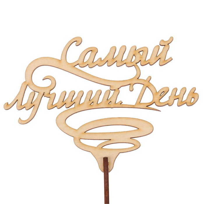 Топпер "Самый лучший день" из фанеры, 13х9,3 см, неокраш. (ТПР-271)