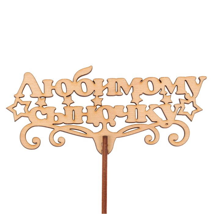 Топпер "Любимому сыночку" из фанеры, 11,5х5,1 см, неокраш. (ТПР-296)