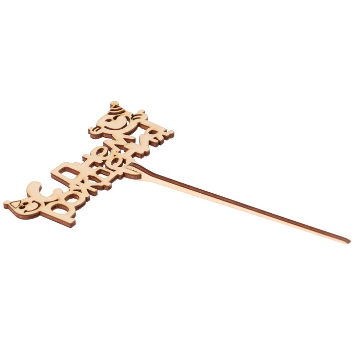 Топпер "С Днем Рождения" из фанеры, 11,5х6 см, неокраш. (ТПР-311)