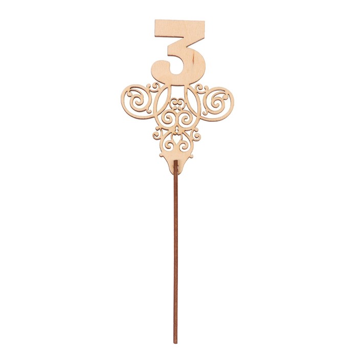 Топпер "3" из фанеры, 11х8,3 см, без покраски (ТПР-319)