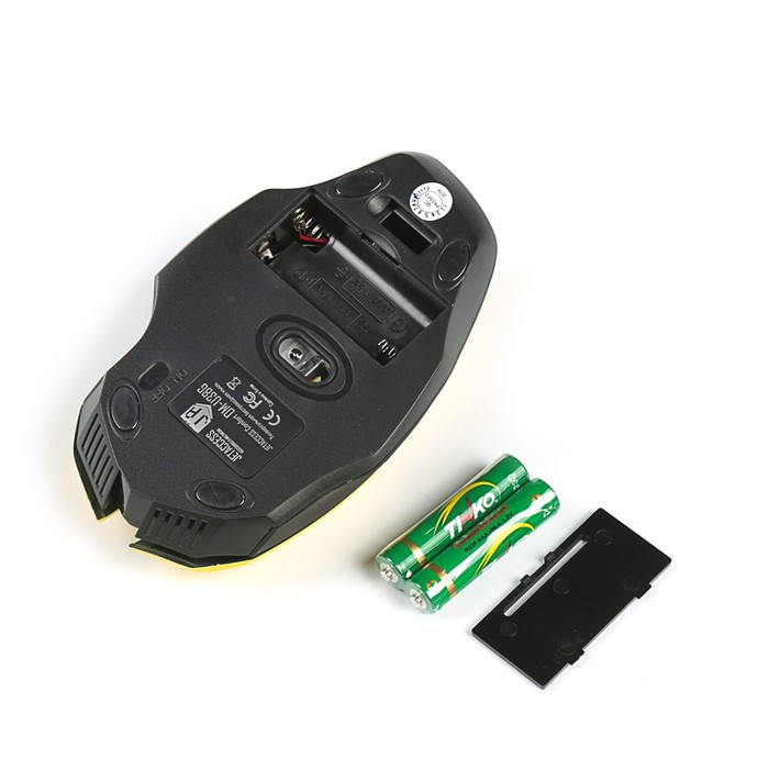 Мышь беспроводная Jet.A Comfort OM-U38G жёлтая (1200/1600/2000dpi, 5 кнопок, USB)
