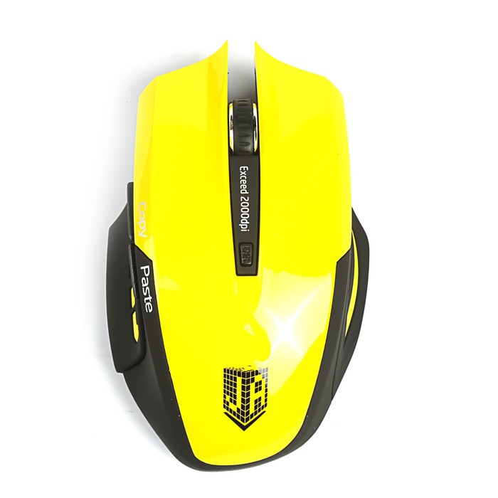 Мышь беспроводная Jet.A Comfort OM-U54G жёлтая (1200/1600/2000dpi, 5 кнопок, USB)
