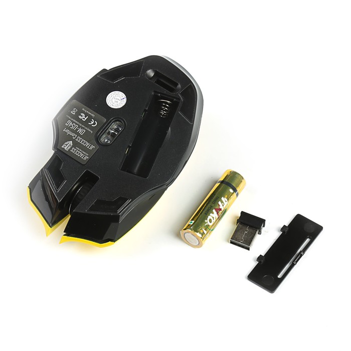 Мышь беспроводная Jet.A Comfort OM-U54G жёлтая (1200/1600/2000dpi, 5 кнопок, USB)