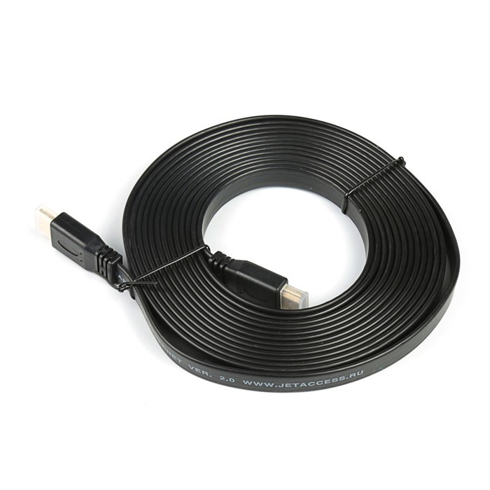 Кабель HDMI-HDMI Jet.A JA-HD10 плоский (v. 2.0 с поддержкой 3D, Ultra HD 4К/Ethernet) 5 м