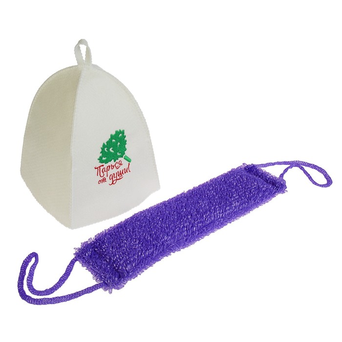 Набор для бани в косметичке «Парься от души»: шапка, мочалка