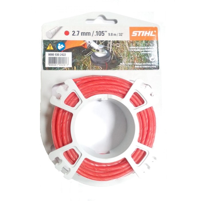 Струна STIHL 0000 930 2341, круглого сечения, красный, 2.7 мм х 9.8 м