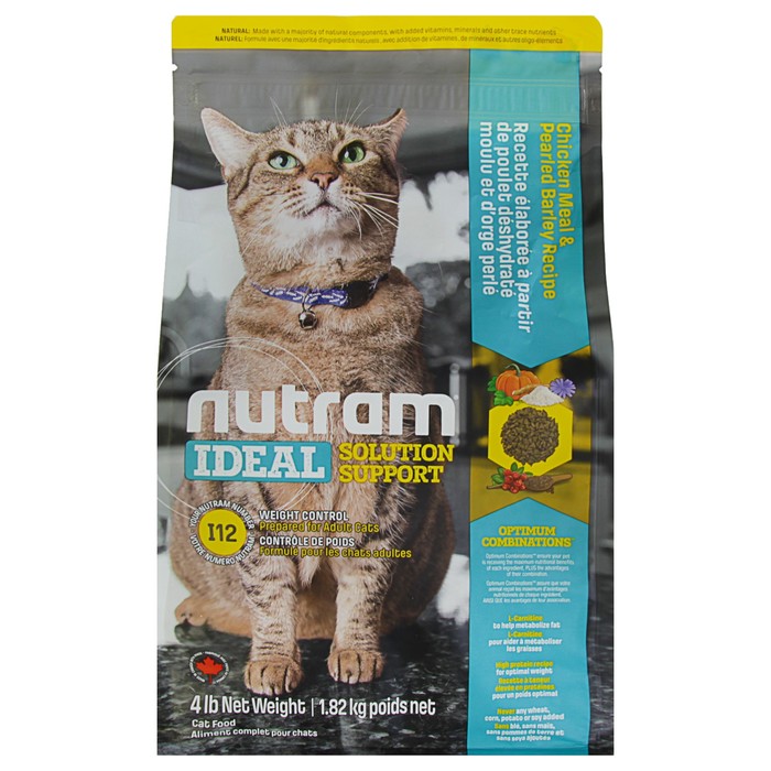 Сухой корм Nutram I12 weight control cat для кошек, контроль веса, курица, 1.8 кг