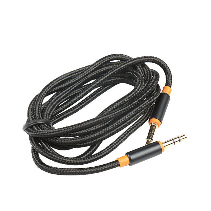 Аудиокабель соединит. Jet.A mini Jack-mini Jack в оплётке JA-AC02 1.5 м чёрный(3 pin/3.5 мм)