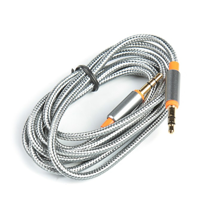 Аудиокабель соединит. Jet.A mini Jack-mini Jack в оплётке JA-AC02 1.5 м серый (3 pin/3.5 мм)