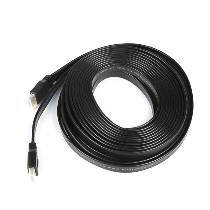 Кабель HDMI-HDMI Jet.A JA-HD10 плоский (v. 2.0 с поддержкой 3D, Ultra HD 4К/Ethernet) 10 м