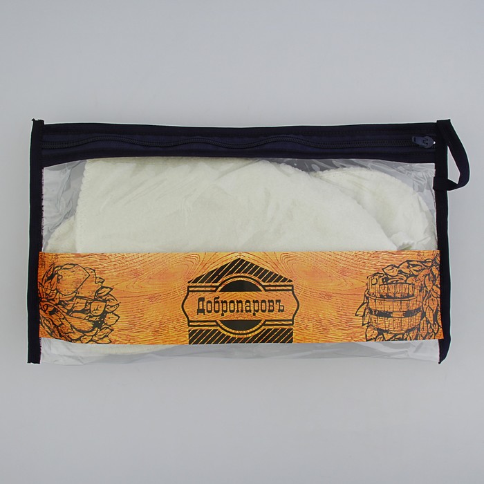 Набор для бани в косметичке "Люблю баньку" шапка, тапки