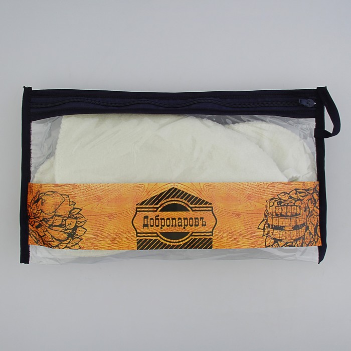 Набор для бани в косметичке "Люблю баньку" шапка, тапки