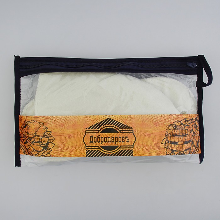 Набор для бани в косметичке "Чудо баня" шапка, тапки