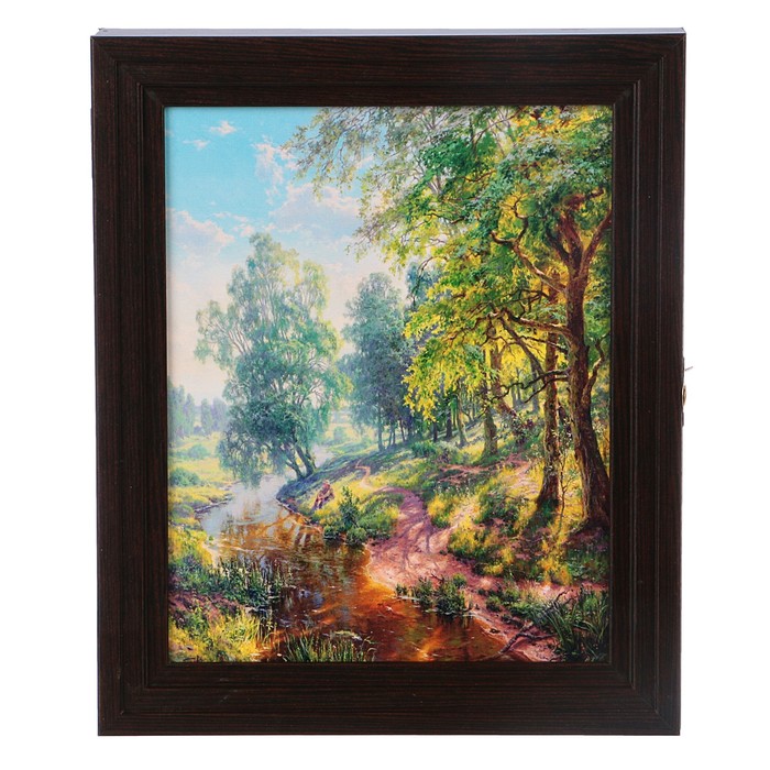 Ключница пирамида "Пейзаж с ручьем" Венге 30х25х5 см