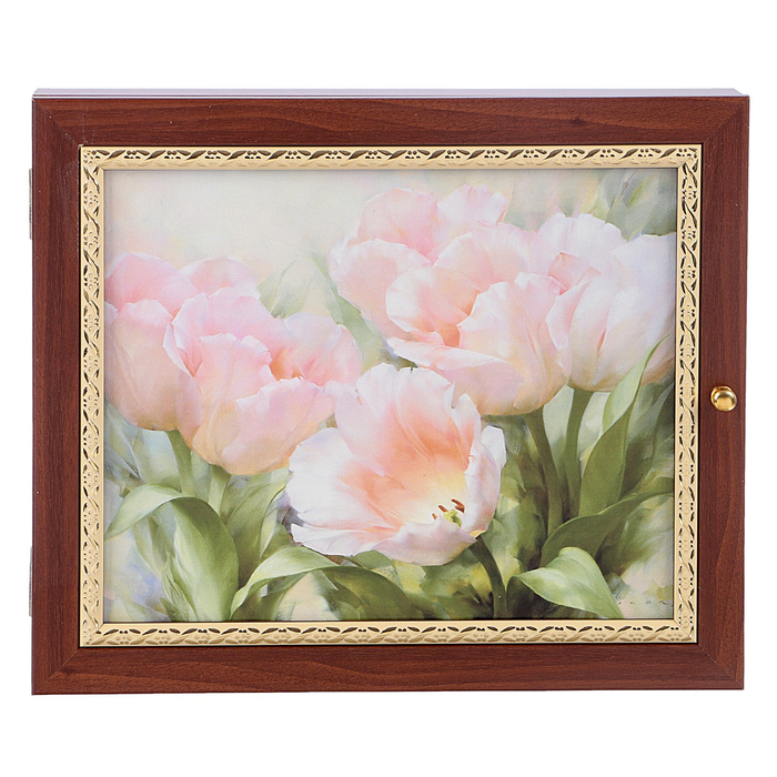 Ключница премиум "Розовые тюльпаны" 30х25х5 см