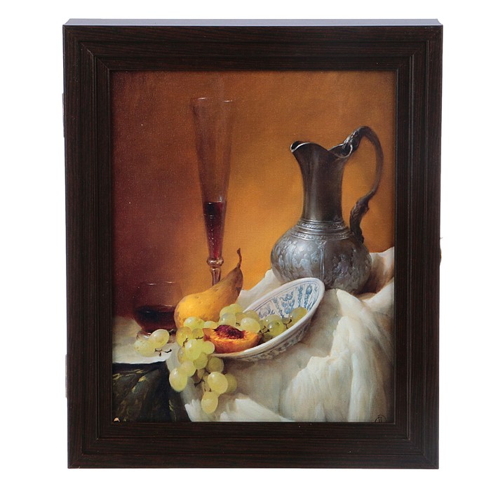 Ключница пирамида "Натюрморт с бокалом" Венге 30х25х5 см