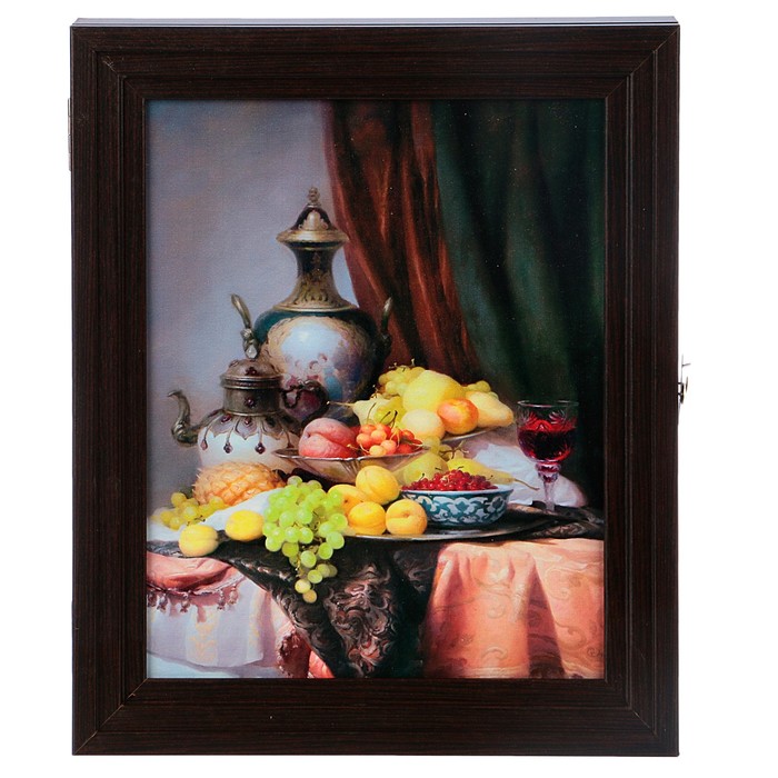 Ключница пирамида "Натюрморт с китайским чайником" Венге 30х25х5 см