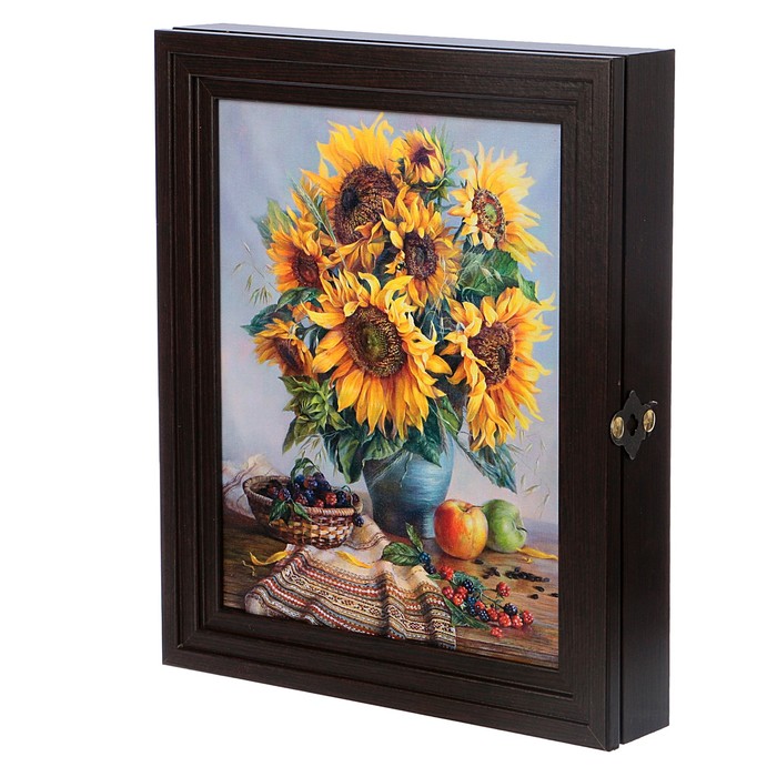 Ключница пирамида "Подсолнухи" Венге 30х25х5 см