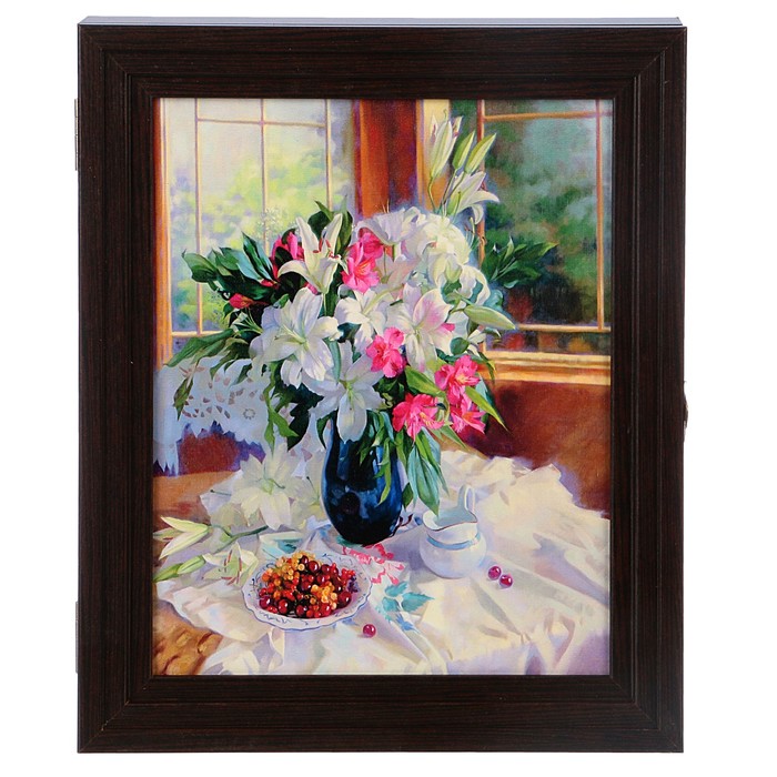 Ключница пирамида "Лилии на террасе" Венге 30х25х5 см