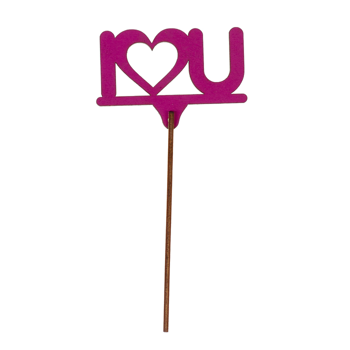 Топпер I love you 9х6 см, фуксия