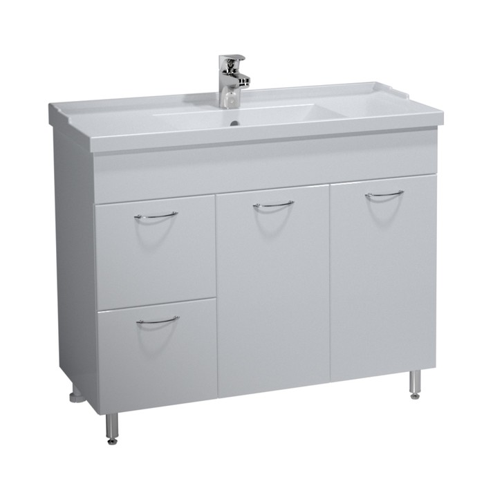 Тумба 100 2 дв., 2 ящ., лев., белая, Джуно, под раковину 7100B