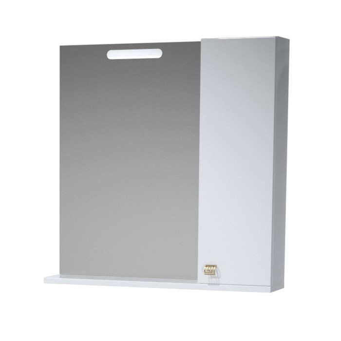 Зеркало-80, подсветка,шкаф,полка,правый, Белый. Родос