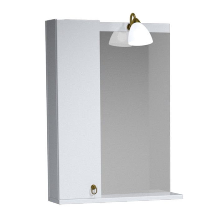 Зеркало 60, 1 светильник,шкаф.,полка, лев., Реймс, Белый