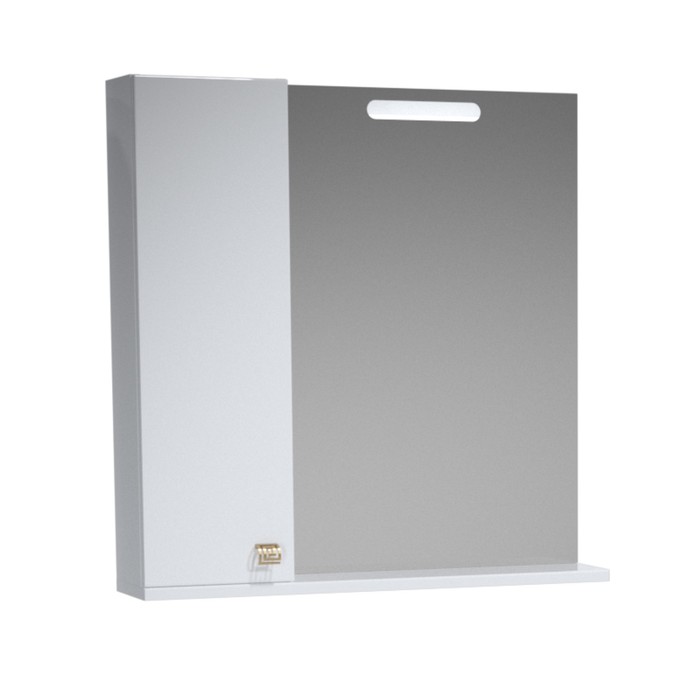 Зеркало-80, подсветка,шкаф,полка,левый, Белый. Родос