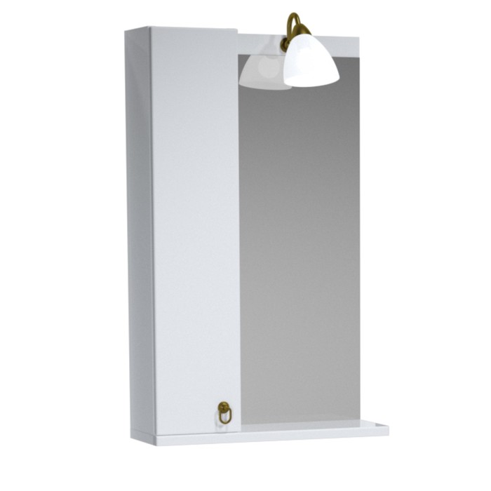Зеркало 50, 1 светильник,шкаф.,полка, лев., Реймс, Белый