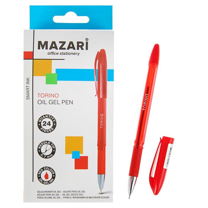 фото Ручка шариковая mazari torino, 0.7 мм, красная, резиновый упор, на масляной основе