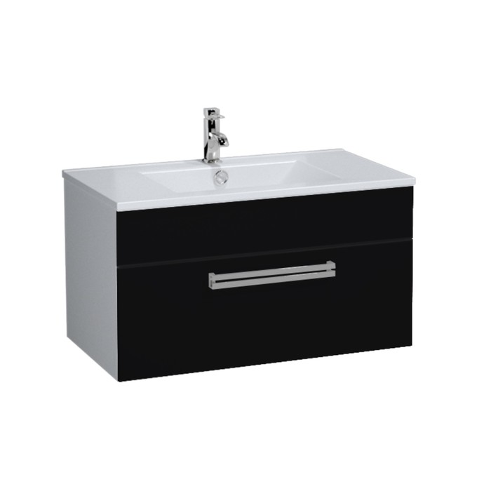 Тумба 62 под раковину, подвесн, 1 ящик, черный; Ника, под раковину 825А 600