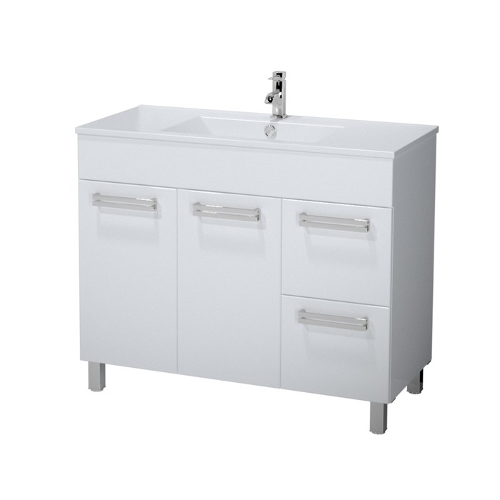 Тумба 123 под раковину, напольн, 2 ящика справа, 2 двери, белая; Ника, под раковину 825F 1200 3552