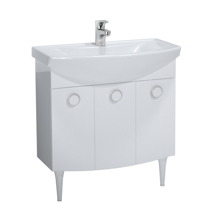 Тумба 80 3 двери, белая, Лира, под раковину Балтика 80