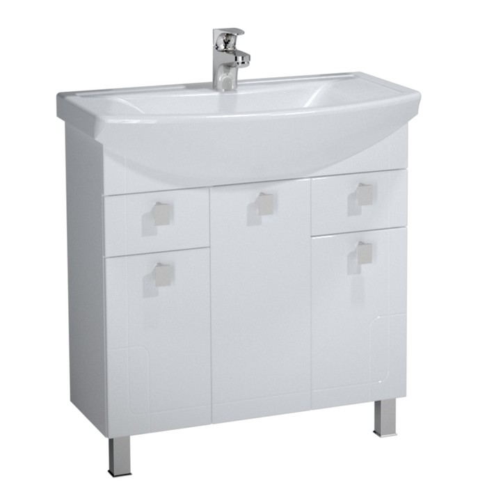 Тумба 80, 3 двери, 2 ящ, белая, Диана, под раковину Балтика 80