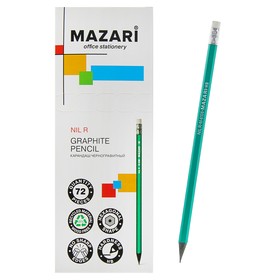 

Карандаш чернографитный Mazari NIL R, HB, пластиковый, с ластиком