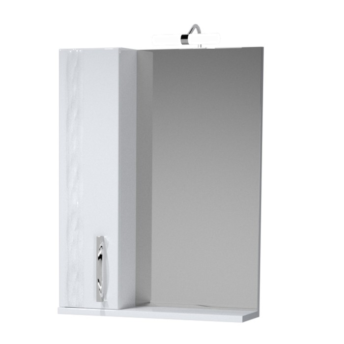 Зеркало-55 бел, подсв.,шкаф левый, Кристи