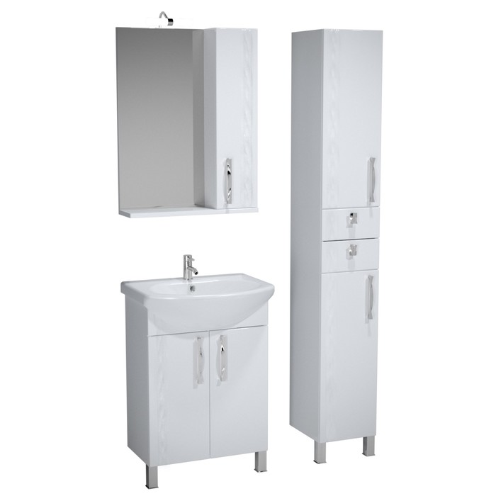 Зеркало-55 бел, подсв.,шкаф левый, Кристи