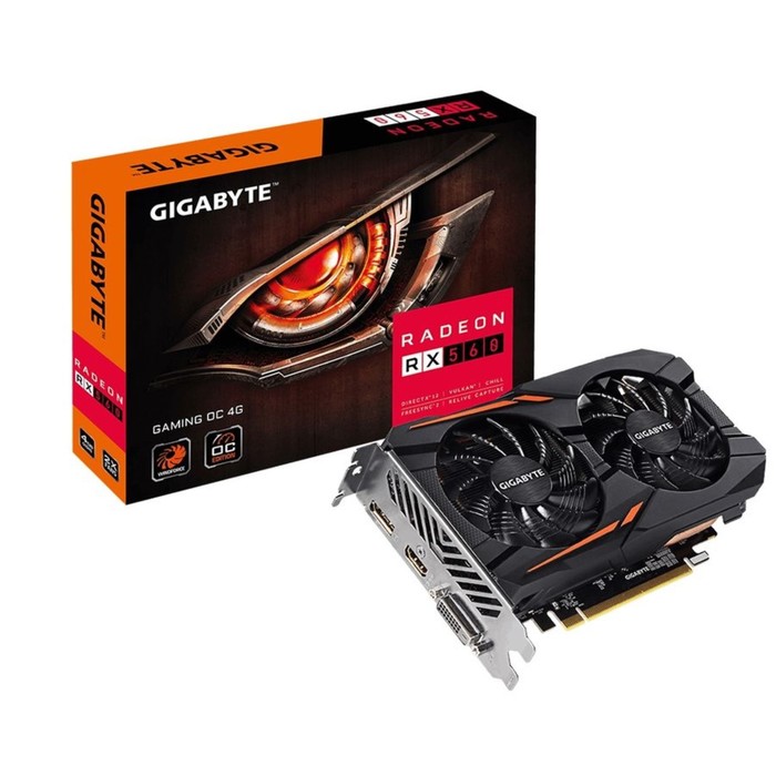 Видеокарта Gigabyte AMD Radeon RX 560 (GV-RX560GAMING OC-4GD) 4G,128bit,GDDR5,1300/7000