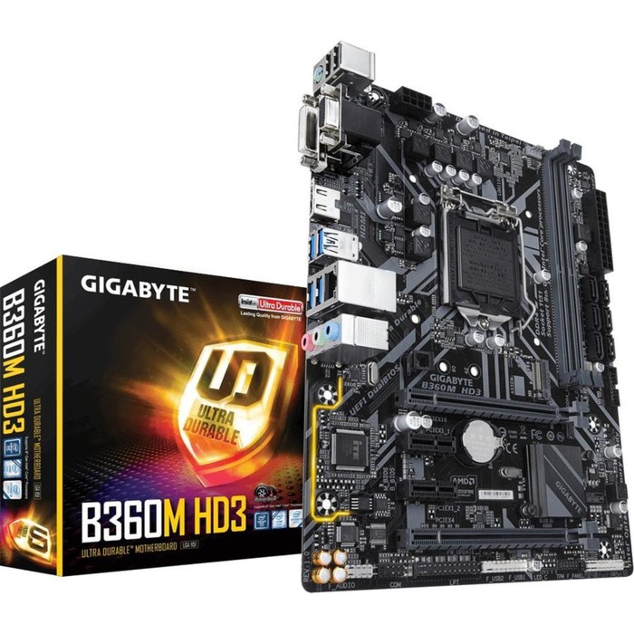 Материнская плата Gigabyte B360M HD3, Soc-1151v2, Intel B360, 2xDDR4, mATX, Ret