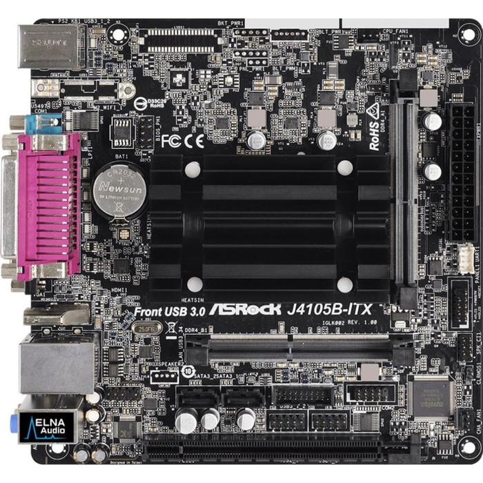 Материнская плата Asrock J4105B-ITX, 2xDDR4, mini-ITX, Ret