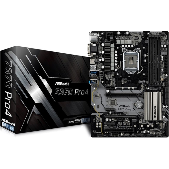 Материнская плата Asrock Z370 PRO4, Soc-1151v2, Intel Z370, 4xDDR4, ATX, Ret